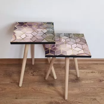 Set masute 2 piese, Leona, 2SHP275, Multicolor imagine