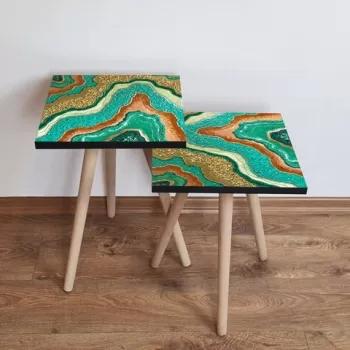 Set masute 2 piese, Leona, 2SHP279, Multicolor imagine