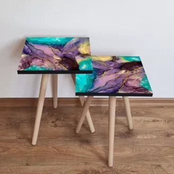 Set masute 2 piese, Leona, 2SHP282, Multicolor imagine