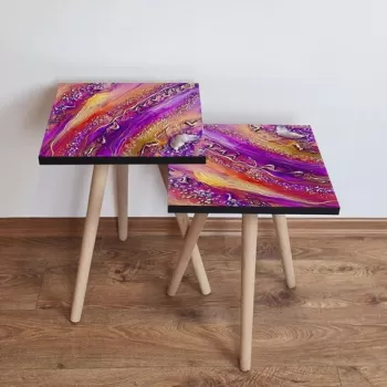 Set masute 2 piese, Leona, 2SHP283, Multicolor imagine