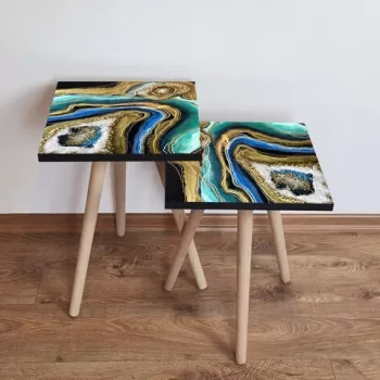 Set masute 2 piese, Leona, 2SHP288, Multicolor imagine