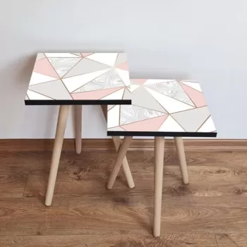 Set masute 2 piese, Leona, 2SHP318, Roz / Bej / Gri imagine