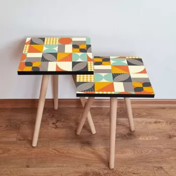 Set masute 2 piese, Leona, 2SHP322, Multicolor imagine