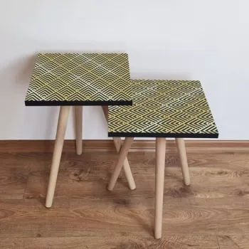 Set masute 2 piese, Leona, 2SHP324, Aur / Gri imagine