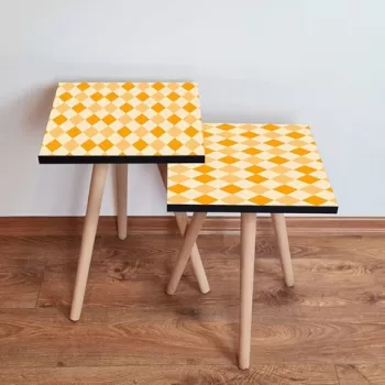 Set masute 2 piese, Leona, 2SHP326, Portocala / Crema imagine