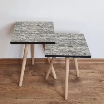 Set masute 2 piese, Leona, 2SHP328, Bej imagine