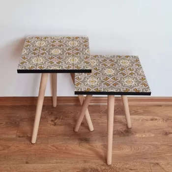 Set masute 2 piese, Leona, 2SHP33, Multicolor imagine