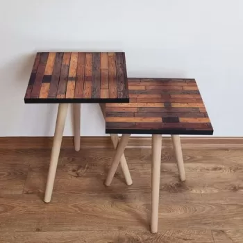 Set masute 2 piese, Leona, 2SHP332, Maro imagine