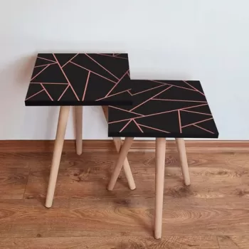 Set masute 2 piese, Leona, 2SHP335, Negru roz imagine