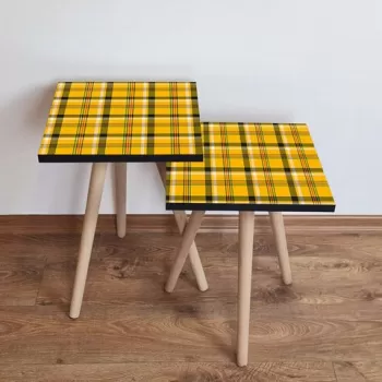 Set masute 2 piese, Leona, 2SHP336, Mustar / Rosu / Verde / Negru imagine