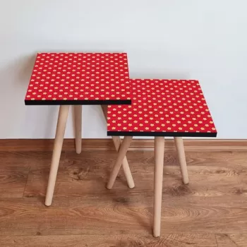 Set masute 2 piese, Leona, 2SHP337, Rosu / galben imagine