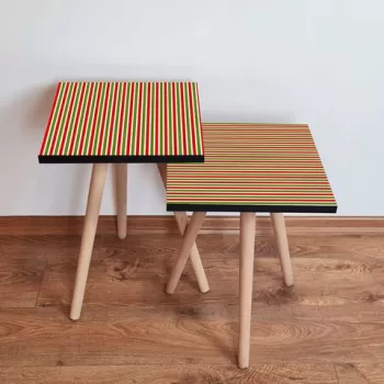 Set masute 2 piese, Leona, 2SHP338, Rosu / Verde / Alb imagine