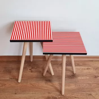 Set masute 2 piese, Leona, 2SHP339, Rosu alb imagine