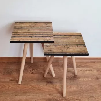 Set masute 2 piese, Leona, 2SHP344, Maro imagine