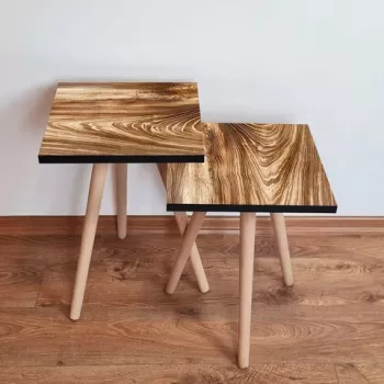 Set masute 2 piese, Leona, 2SHP346, Maro imagine