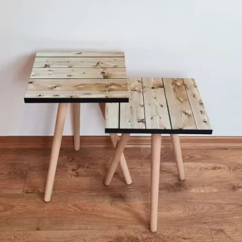 Set masute 2 piese, Leona, 2SHP347, Bej imagine