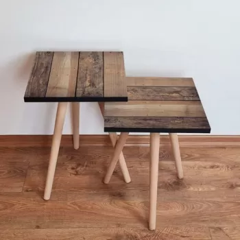 Set masute 2 piese, Leona, 2SHP355, Maro imagine