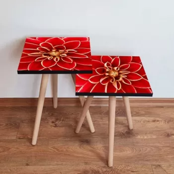 Set masute 2 piese, Leona, 2SHP361, Rosu / galben imagine