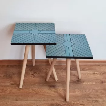 Set masute 2 piese, Leona, 2SHP362, Albastru imagine