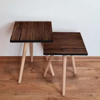 Set masute 2 piese, Leona, 2SHP365, Maro imagine