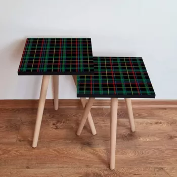 Set masute 2 piese, Leona, 2SHP367, Negru / Verde / Rosu / Galben imagine