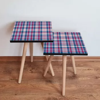 Set masute 2 piese, Leona, 2SHP368, Bleumarin / Roz / Roz deschis imagine