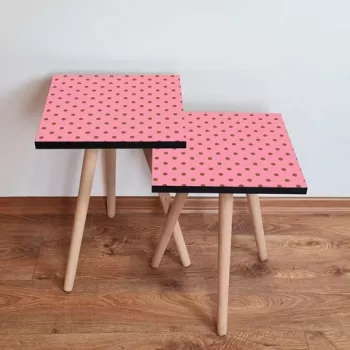 Set masute 2 piese, Leona, 2SHP369, Roz/Maro imagine