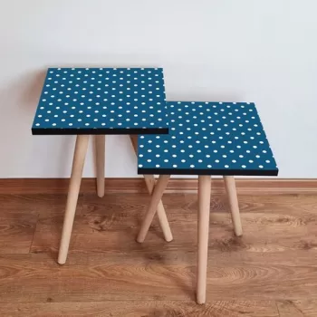 Set masute 2 piese, Leona, 2SHP370, Bleumarin/Alb imagine