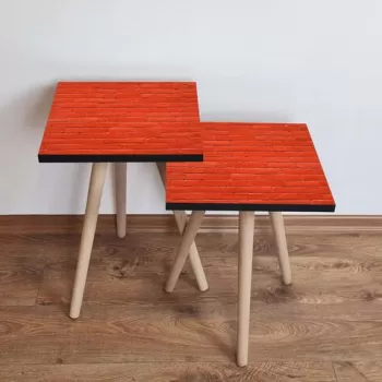 Set masute 2 piese, Leona, 2SHP371, Rosu imagine