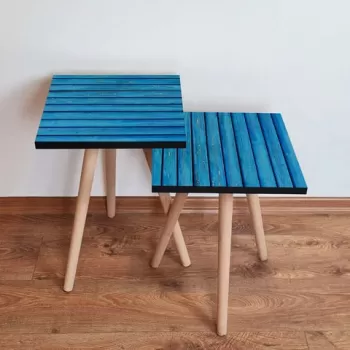 Set masute 2 piese, Leona, 2SHP386, Albastru imagine