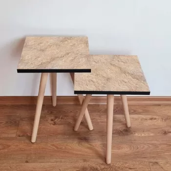 Set masute 2 piese, Leona, 2SHP389, Bej imagine