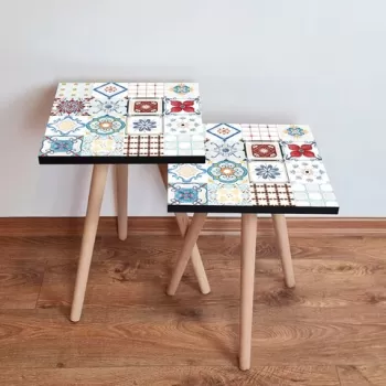 Set masute 2 piese, Leona, 2SHP398, Multicolor imagine