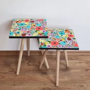 Set masute 2 piese, Leona, 2SHP4, Multicolor imagine