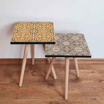 Set masute 2 piese, Leona, 2SHP410, Multicolor imagine