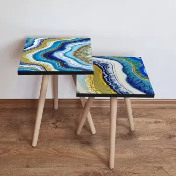 Set masute 2 piese, Leona, 2SHP414, Multicolor imagine