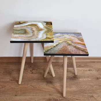 Set masute 2 piese, Leona, 2SHP416, Multicolor imagine