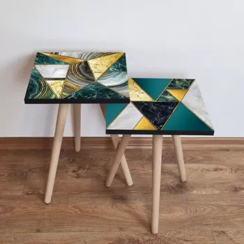 Set masute 2 piese, Leona, 2SHP417, Multicolor imagine