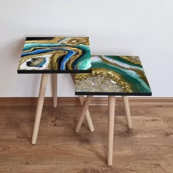 Set masute 2 piese, Leona, 2SHP421, Multicolor imagine