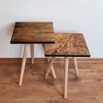 Set masute 2 piese, Leona, 2SHP425, Maro imagine