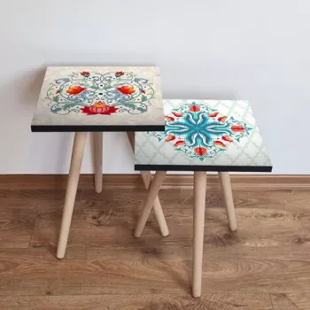 Set masute 2 piese, Leona, 2SHP432, Multicolor imagine