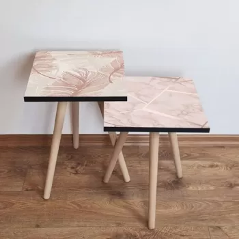 Set masute 2 piese, Leona, 2SHP445, Bej / Crem imagine