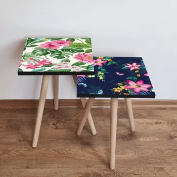 Set masute 2 piese, Leona, 2SHP446, Multicolor imagine