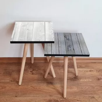 Set masute 2 piese, Leona, 2SHP449, Gri/Alb imagine