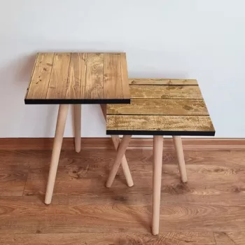 Set masute 2 piese, Leona, 2SHP451, Camel/Maro imagine