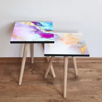 Set masute 2 piese, Leona, 2SHP470, Multicolor imagine