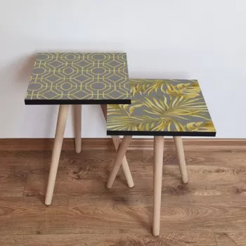 Set masute 2 piese, Leona, 2SHP475, Gri / Auriu imagine