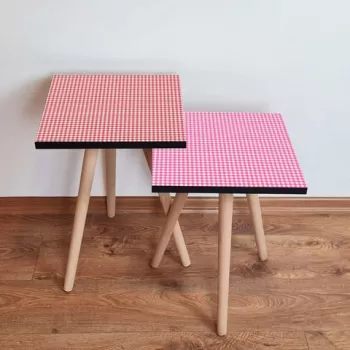 Set masute 2 piese, Leona, 2SHP476, Roz / Rosu / Alb imagine