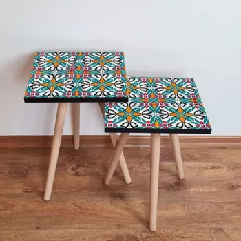 Set masute 2 piese, Leona, 2SHP48, Multicolor imagine