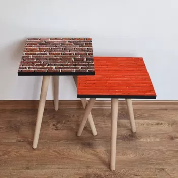 Set masute 2 piese, Leona, 2SHP480, Rosu maro imagine