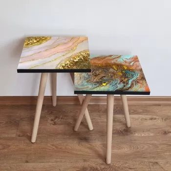 Set masute 2 piese, Leona, 2SHP488, Multicolor imagine